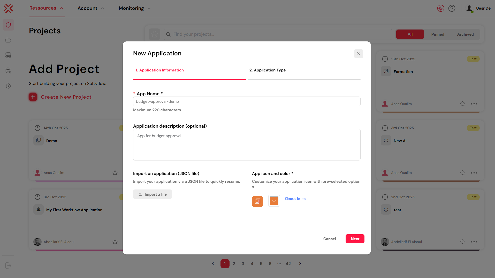 Application Information Step