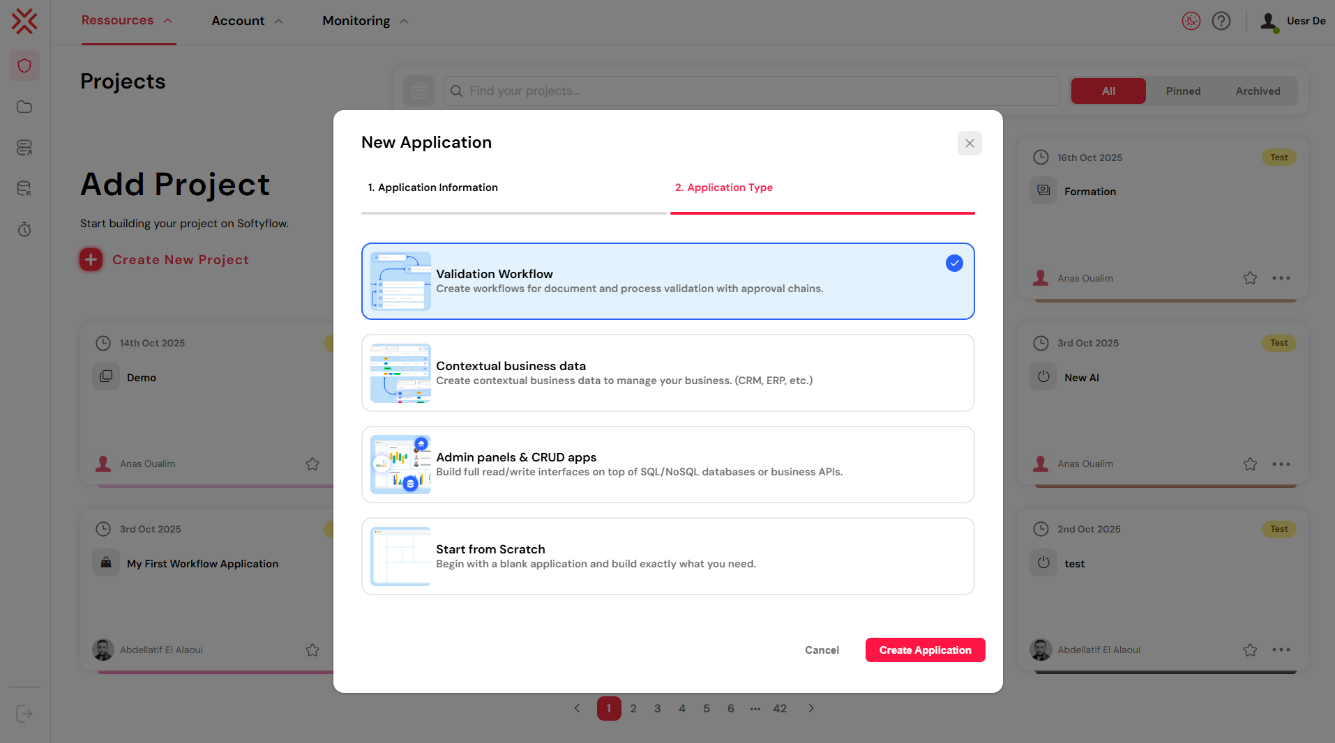 Application Type Step