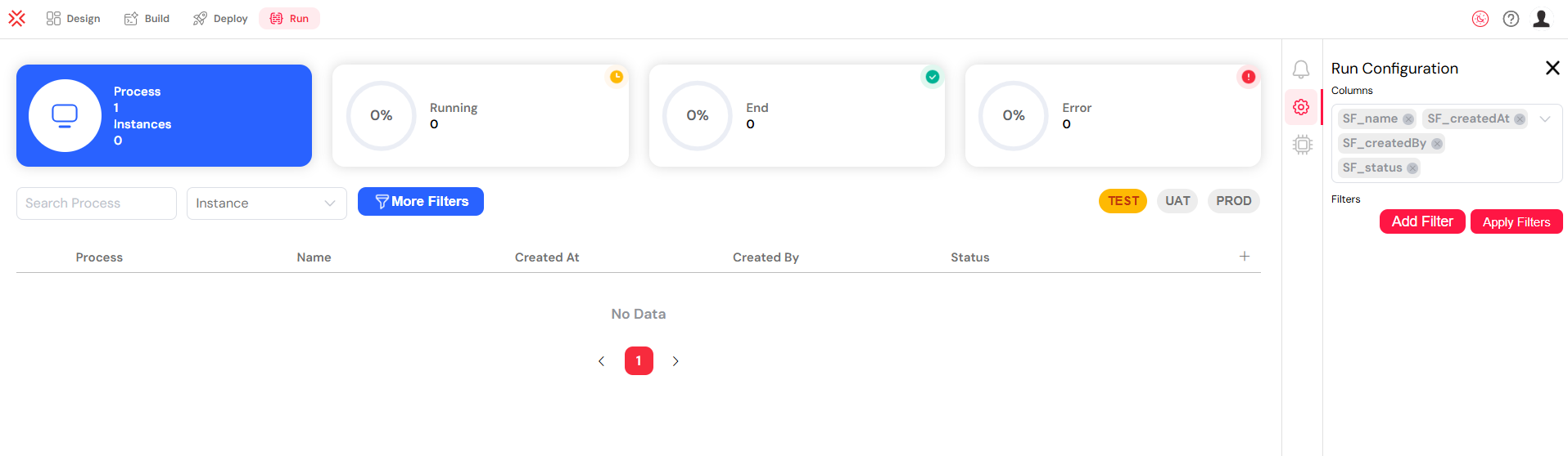 Project Workspace Tab Run