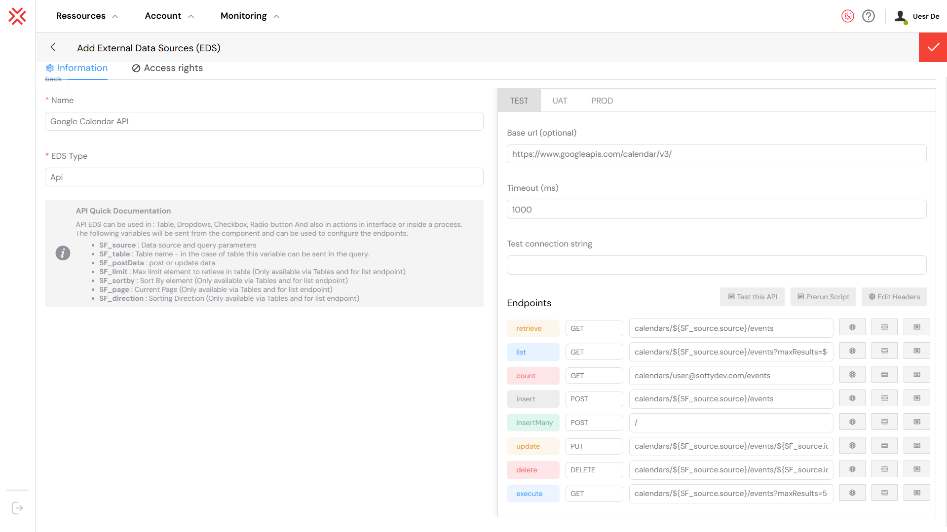Complete API EDS example