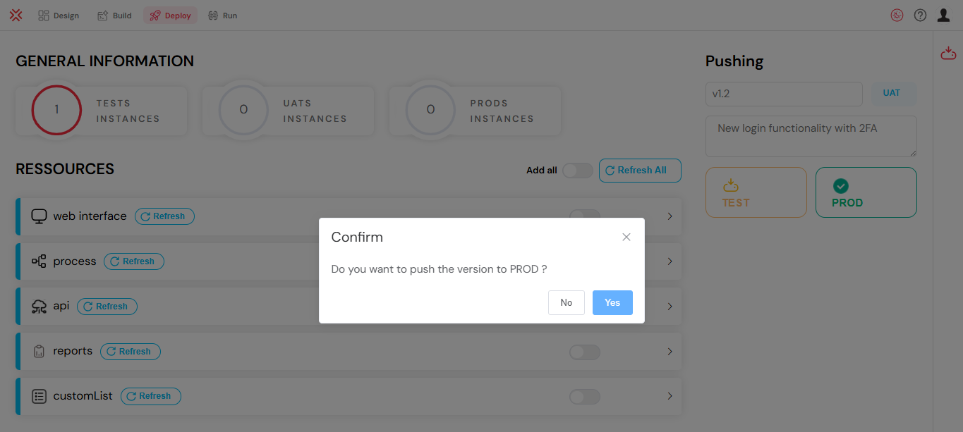 Pushing version to PROD - step 2
