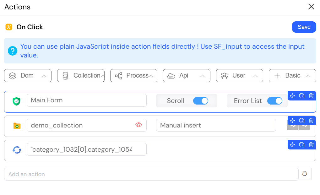 Insert document action in Softyflow Insert document action in Softyflow