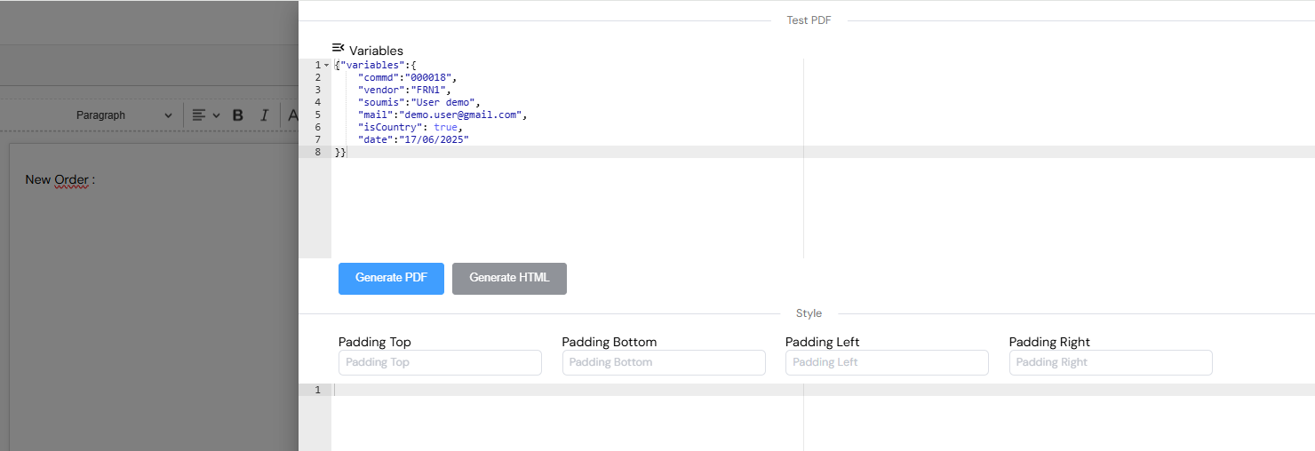 pdf template variables