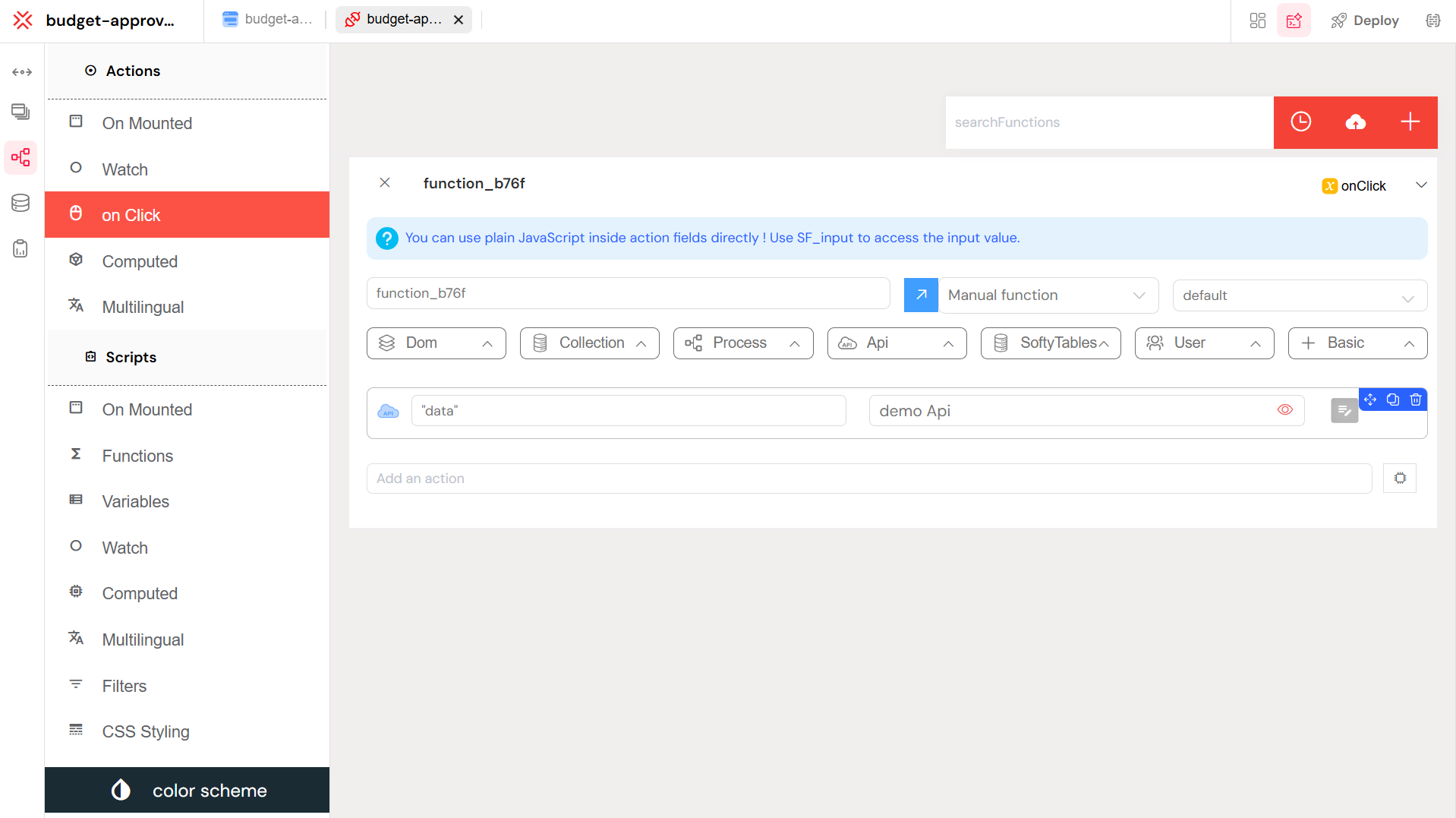 API Selection and Variable Assignment