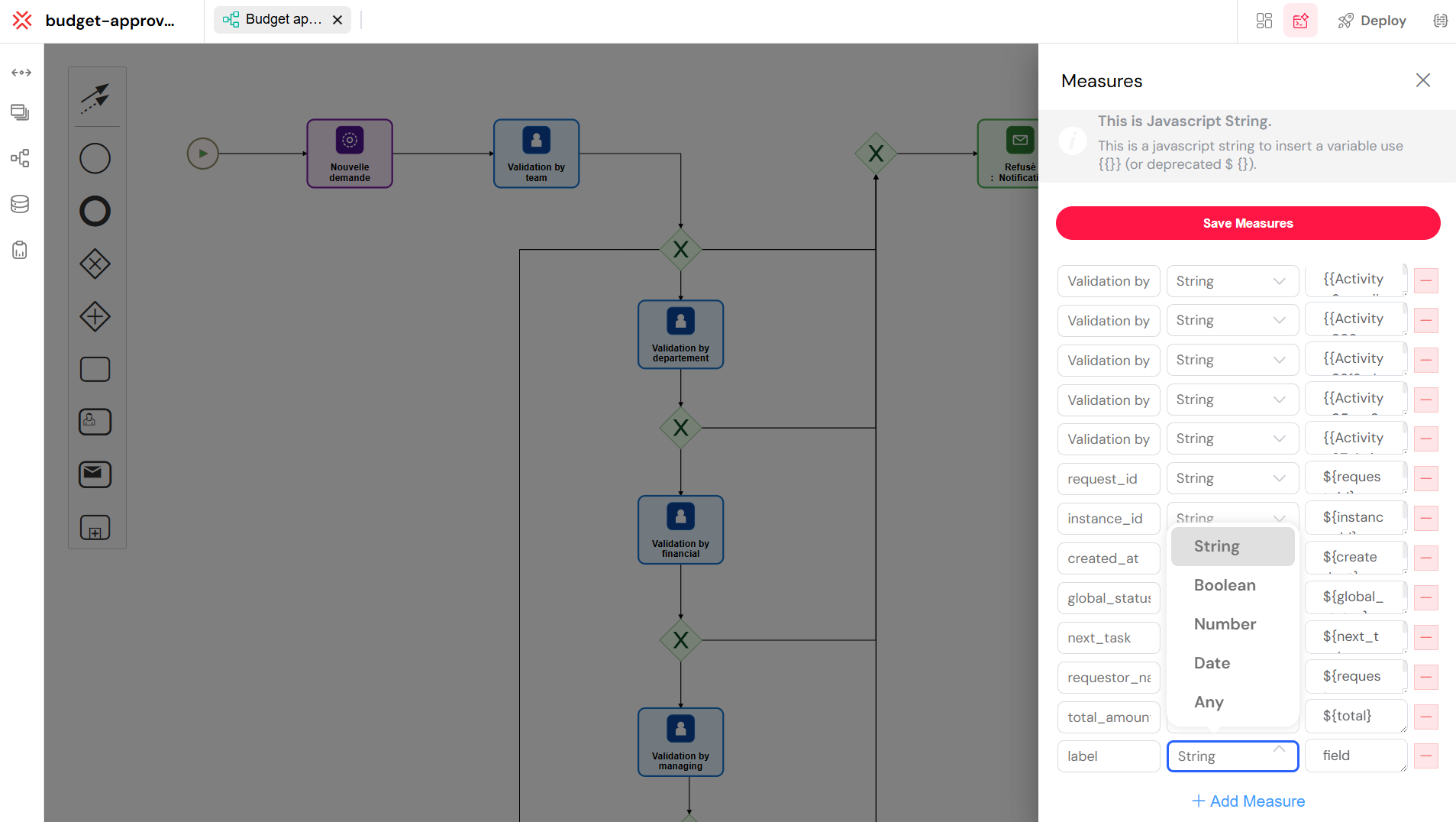 Measure Configuration Panel