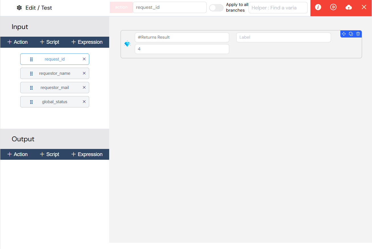 Process Input/Output Variables Actions