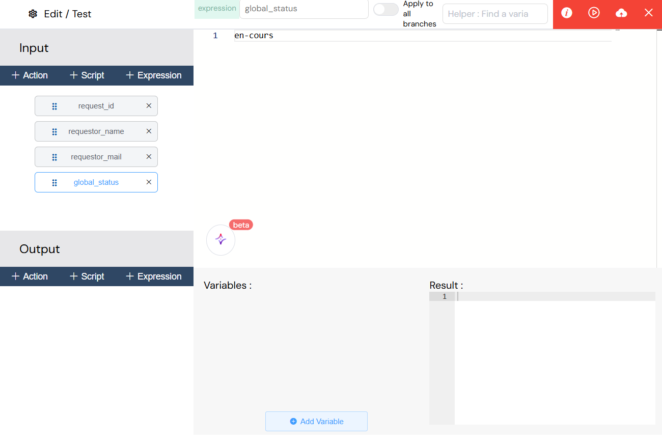 Process Input/Output Variables Expressions