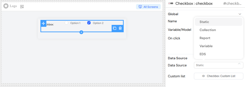 checkbox Data Source