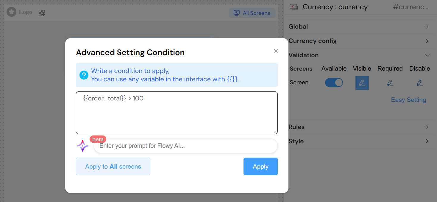 Currency Advanced Conditions