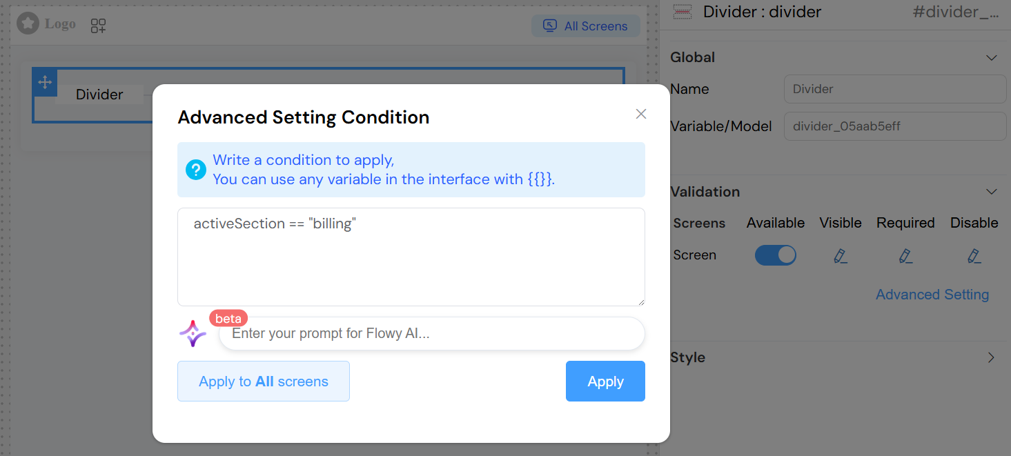 Divider Advanced Visibility