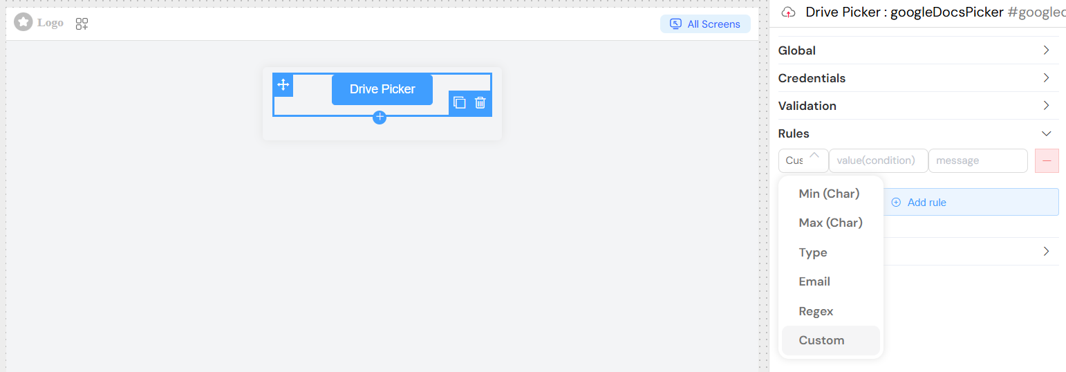 Drive Picker Validation Rules