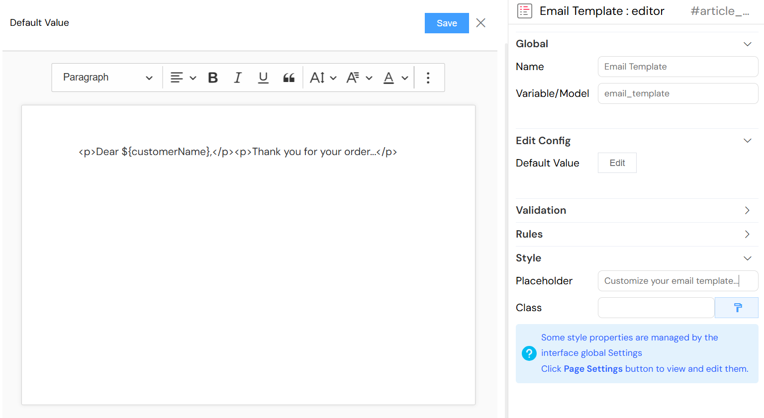 Editor Dynamic Content
