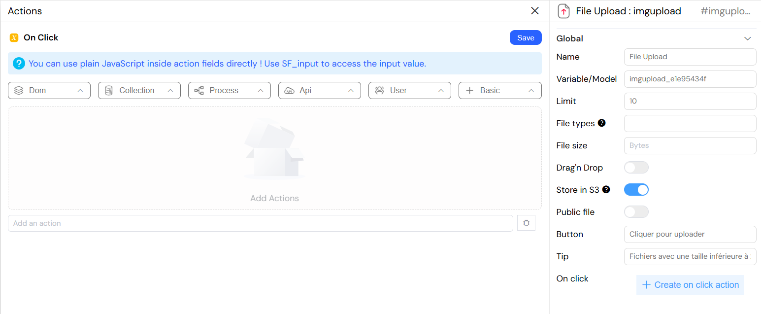 File Upload Actions