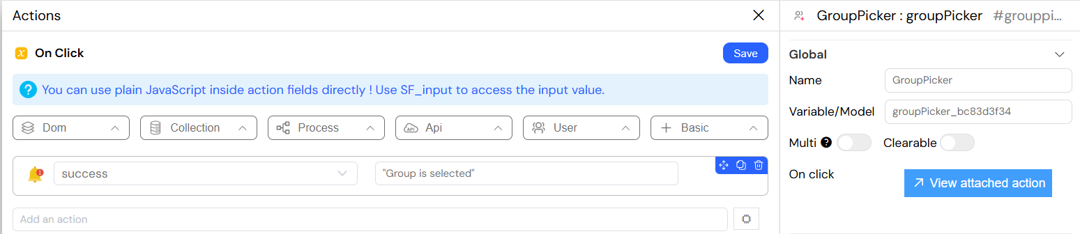 Group Picker Example Actions