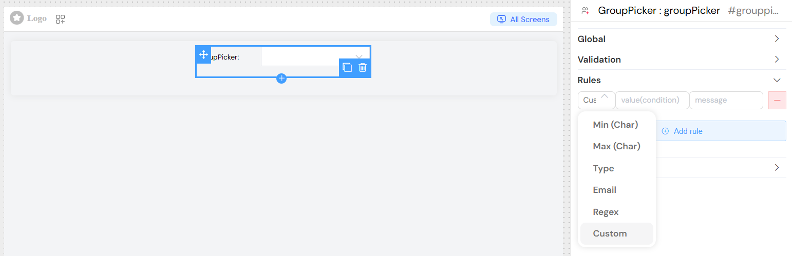 Group Picker Custom Validation Rules