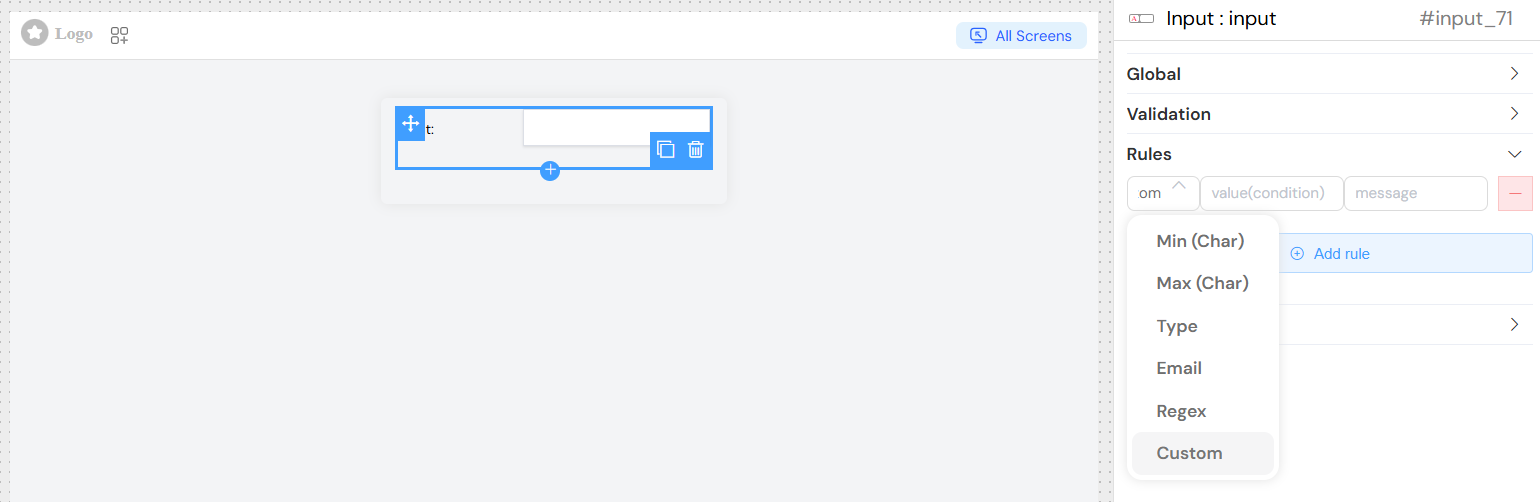 Input Custom Validation Rules