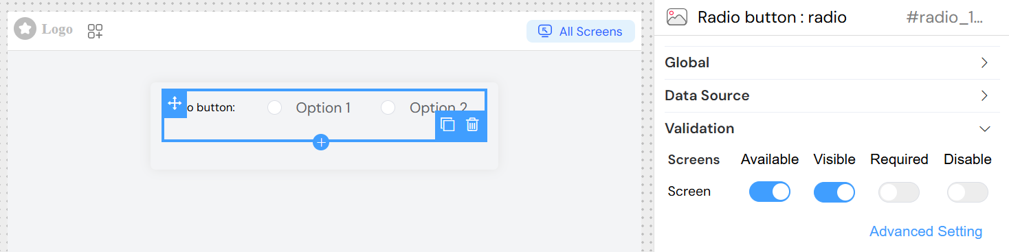 Radio Screen-based Validation