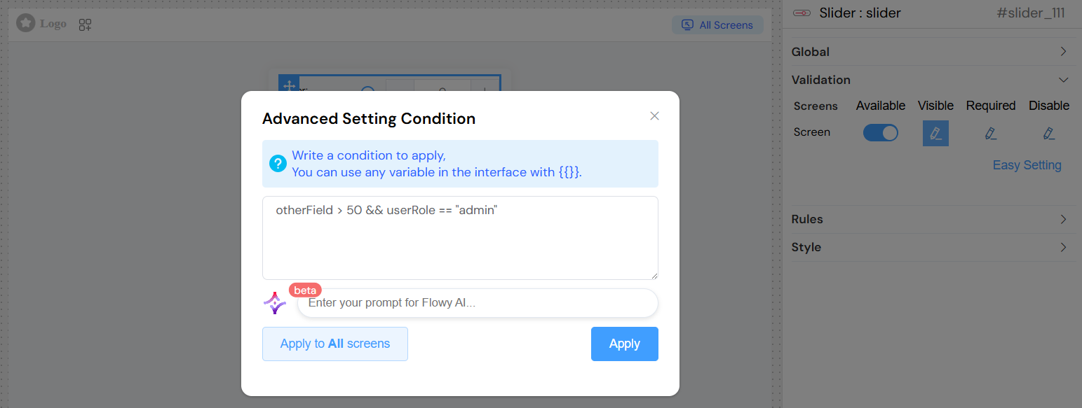 Slider Validation Advanced