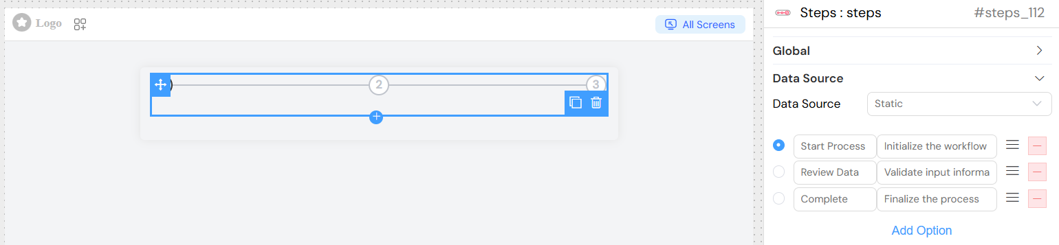 Steps Static Configuration Example
