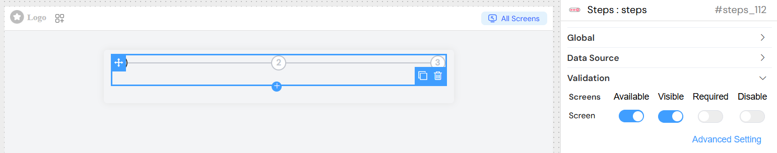 Steps Validation Screen