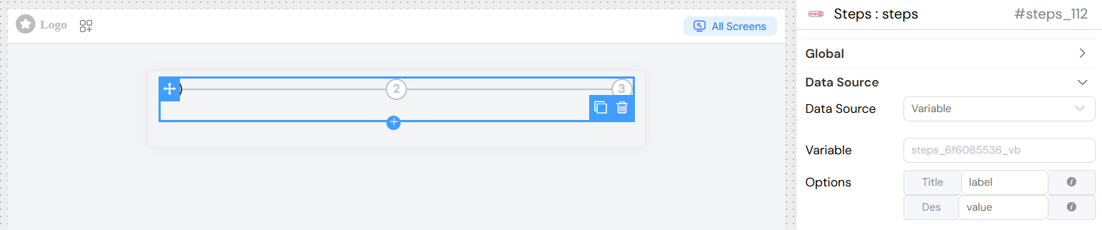 Steps Variable Data Source