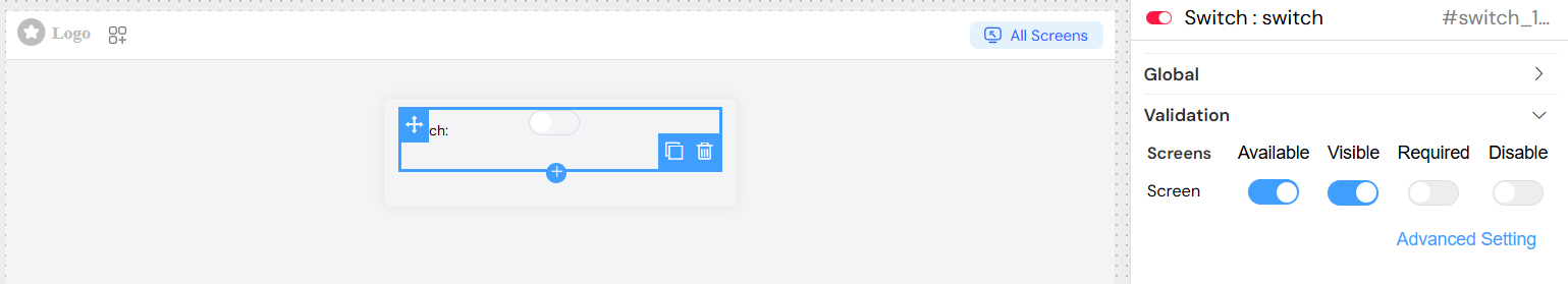 Switch Validation Screen