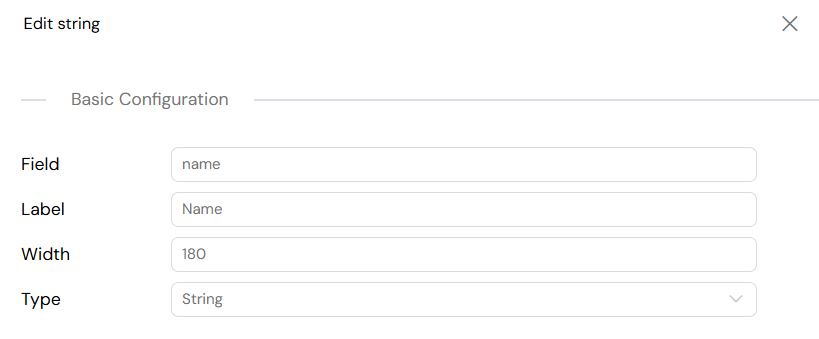 Table Column Properties