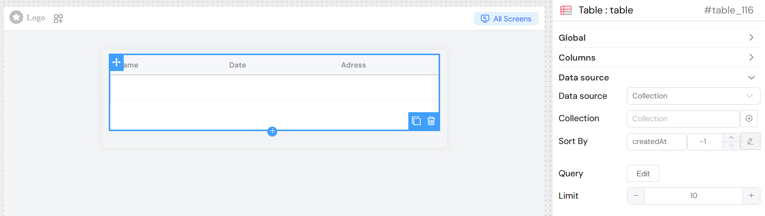 Table Data Source Collection