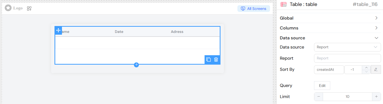 Table Data Source Report