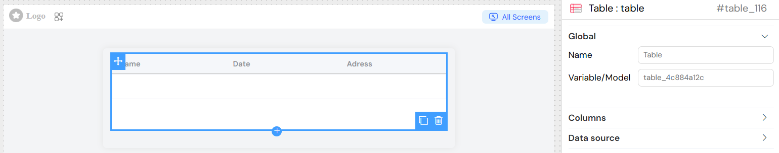 Table Global Settings