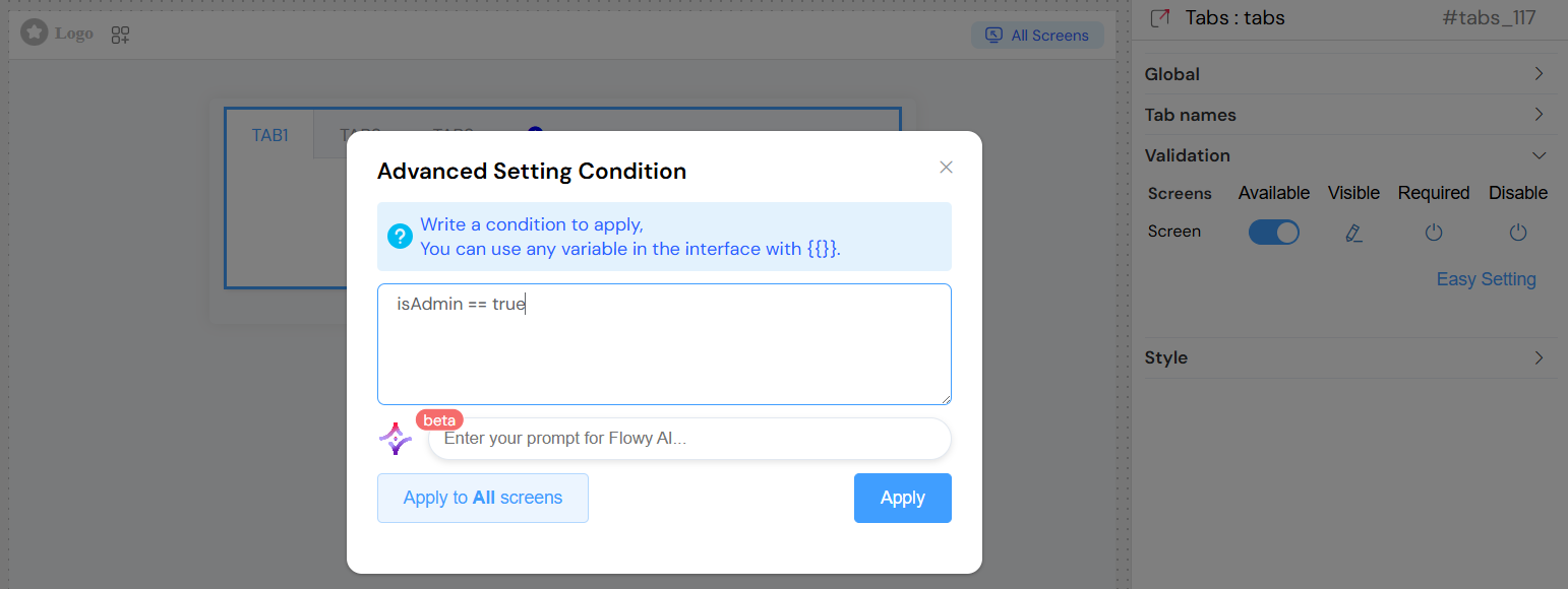 Tabs Advanced Validation