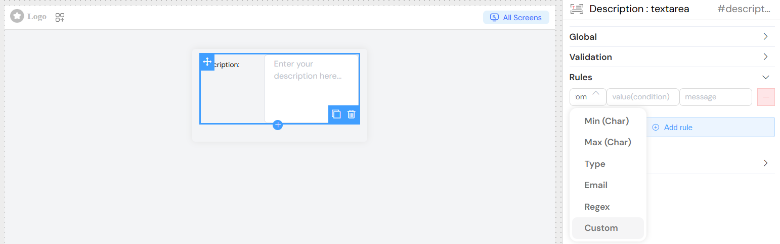 Textarea Validation Rules