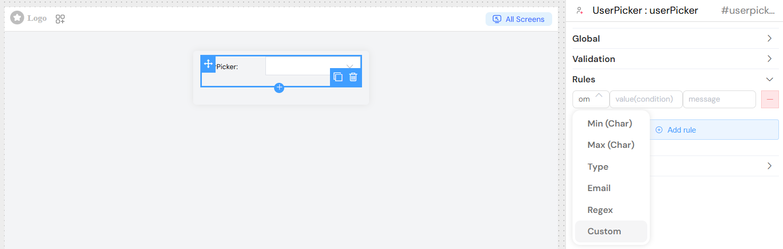UserPicker Validation Rules