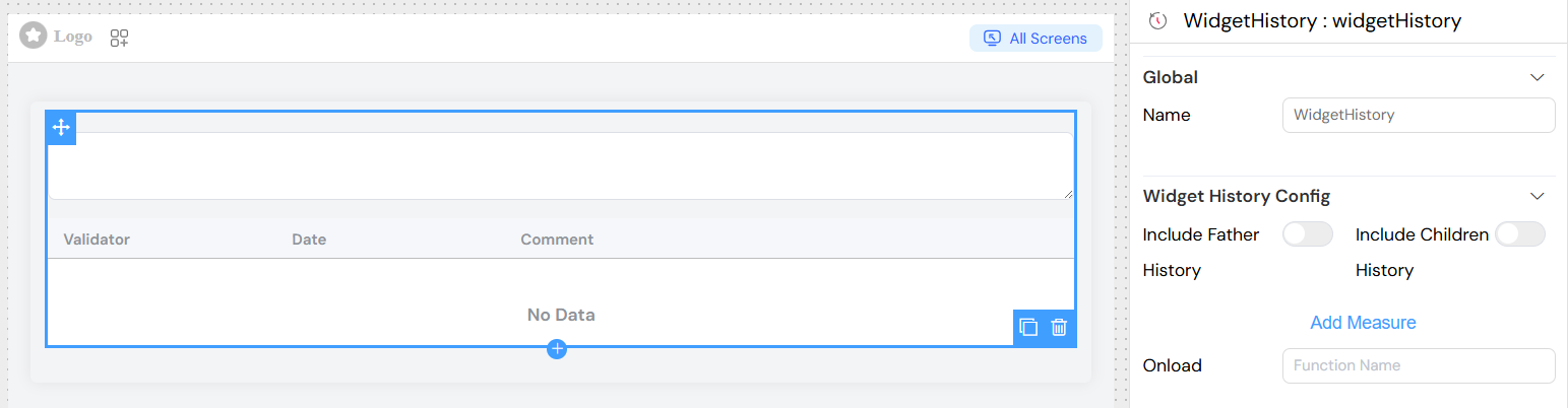 Widget History Basic Configuration