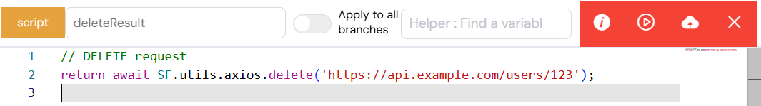 Example of axios DELETE request