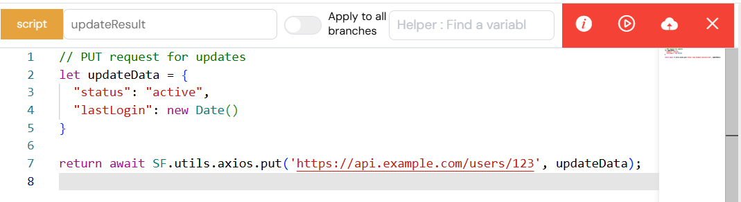 Example of axios PUT request