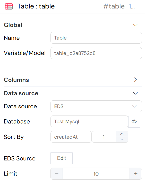 Widget with API-bound configuration panel