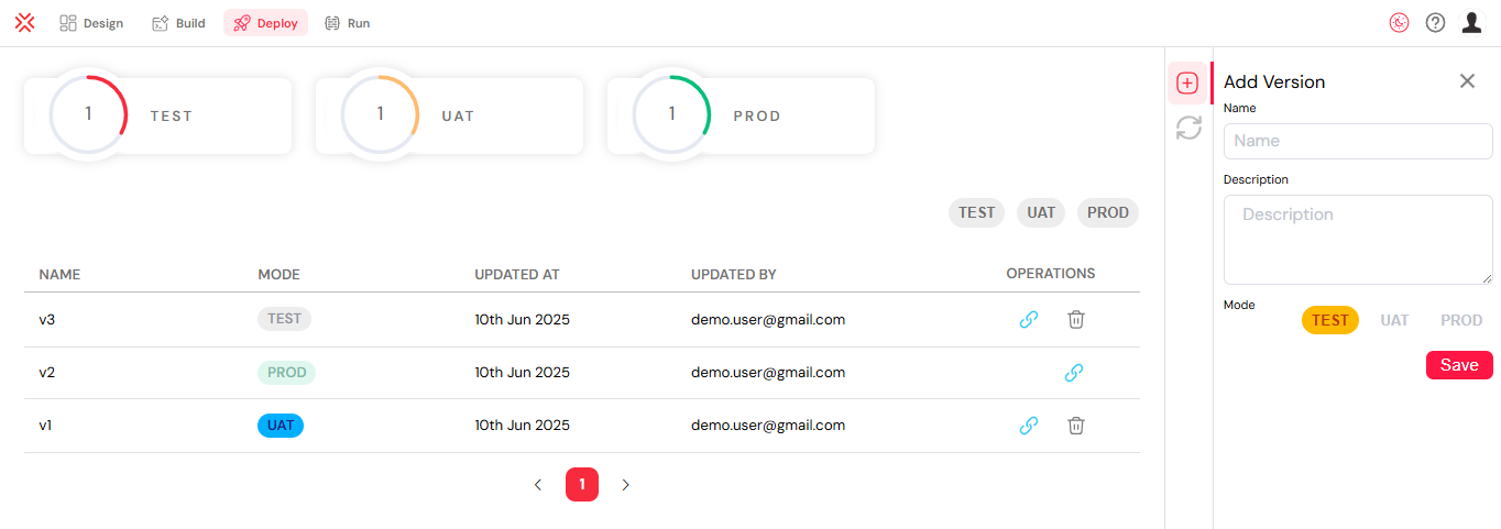 Creating and managing version interface
