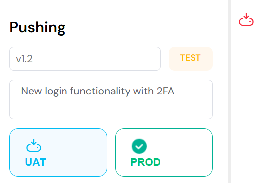 Pushing version to UAT - step 1