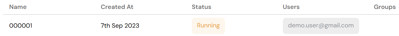 Table of running and completed process instances