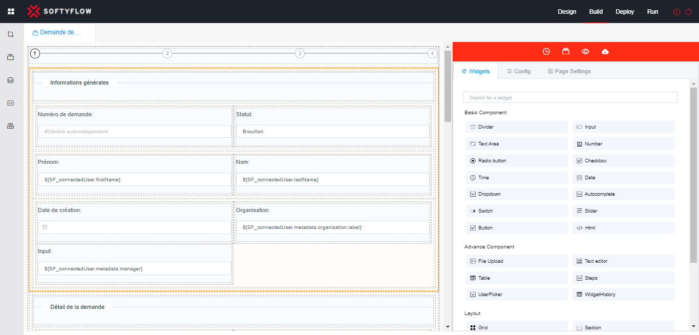 build user form screenshot