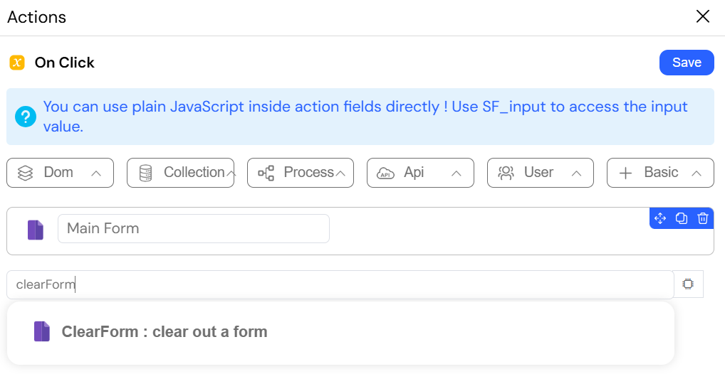 clearForm