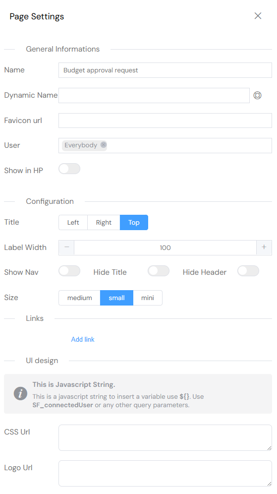 Setting of Web Interface