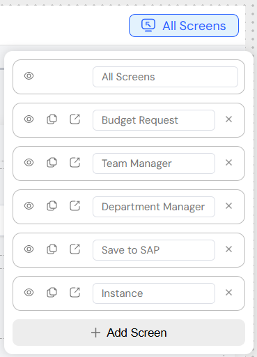 screens management screenshot